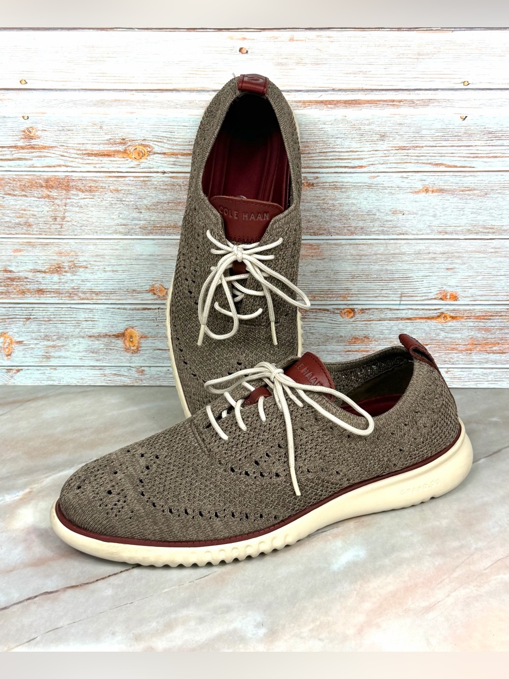 Cole Haan 2.ZeroGrand Stitchlite Wingtip Oxfords in Brown Knit